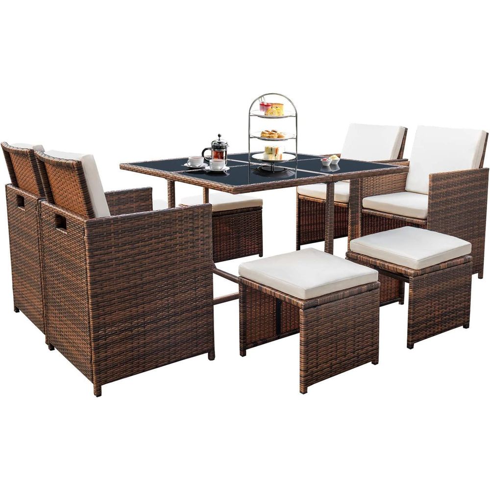 Outdoor Furniture Table And Chairs - 9 Pieces Patio Dining Sets Outdoor