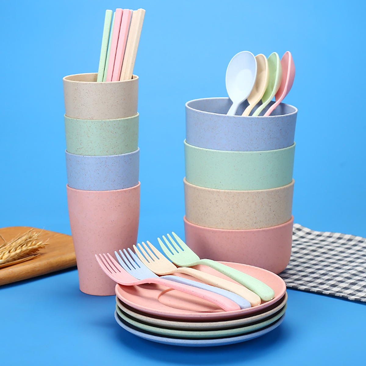 Bistro Table Set - Fork Spoon Chopsticks Bowls Cup Dish