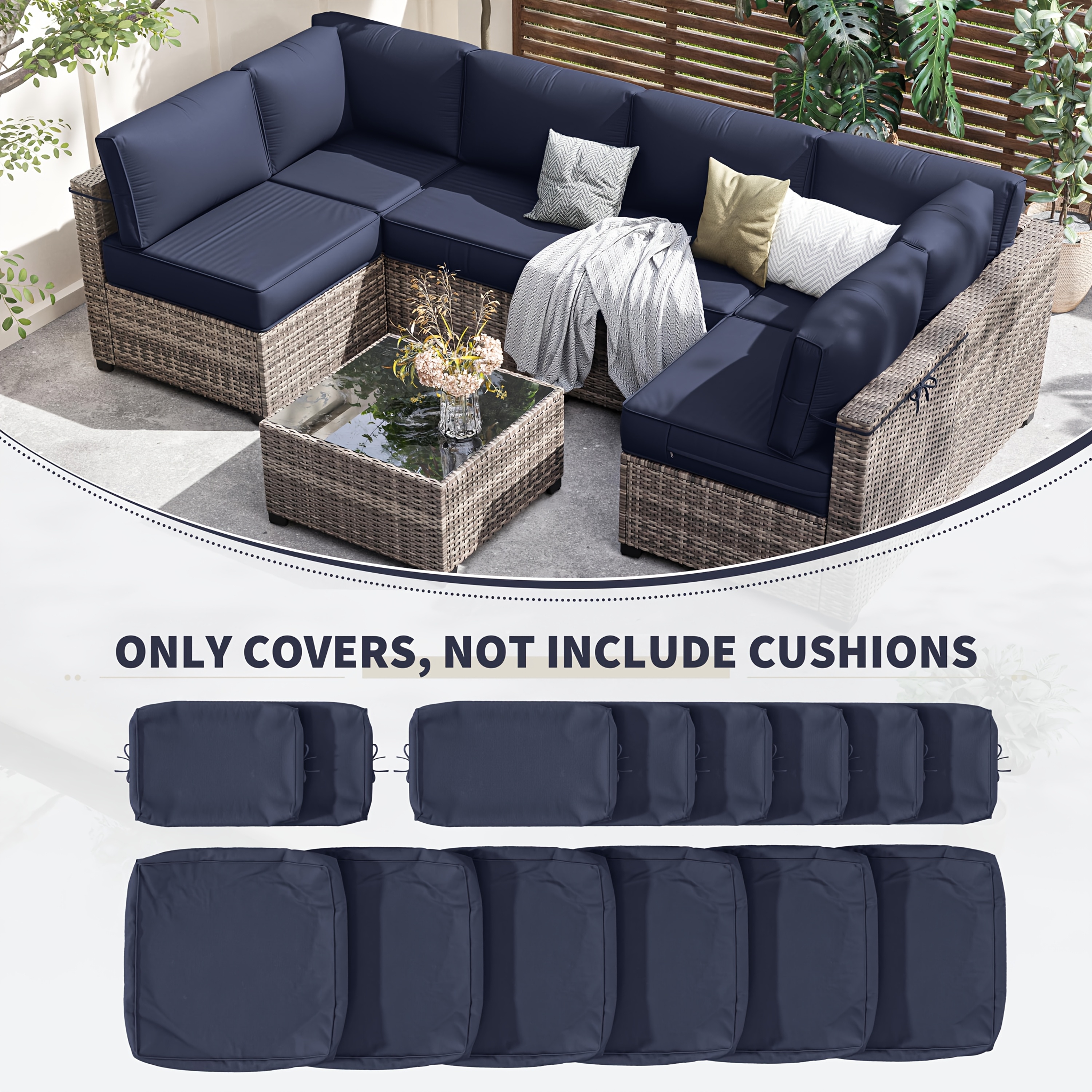 Outdoor Furniture Replacement Fabric - 14pcs Outdoor Cushion Covers - Replacement
