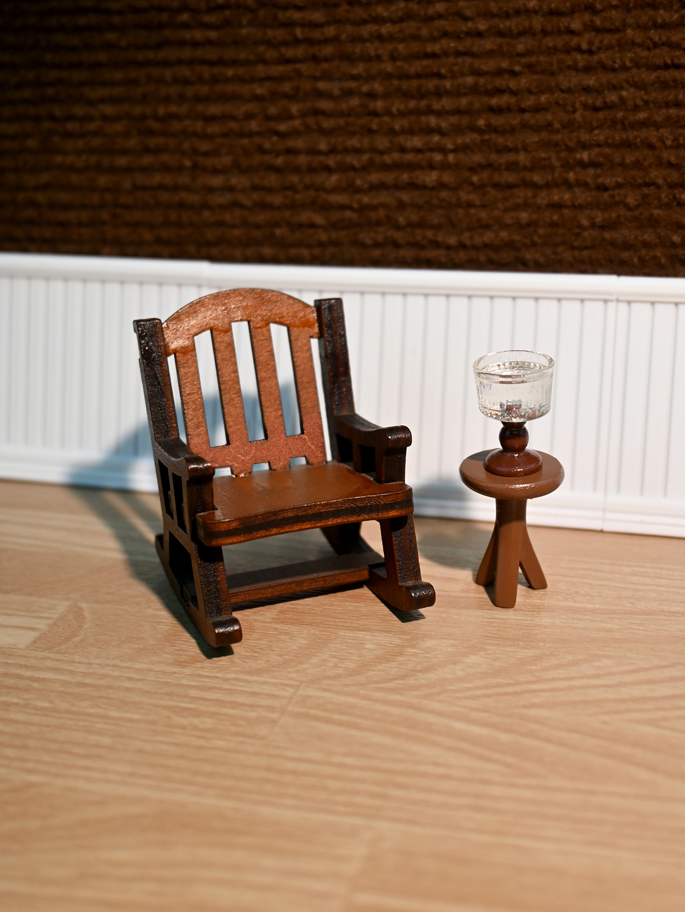 Bistro Table Set - Miniature Rocking Chair, Miniature Desk Lamp,