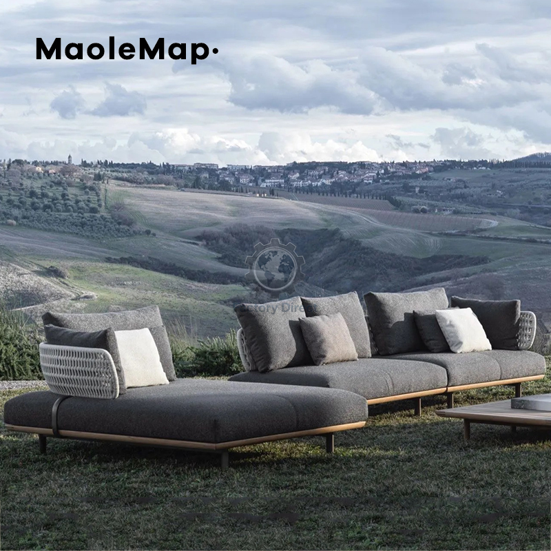 Outdoor Furniture Italian - Outdoor Sofa Rattan Teak Combination Waterproof