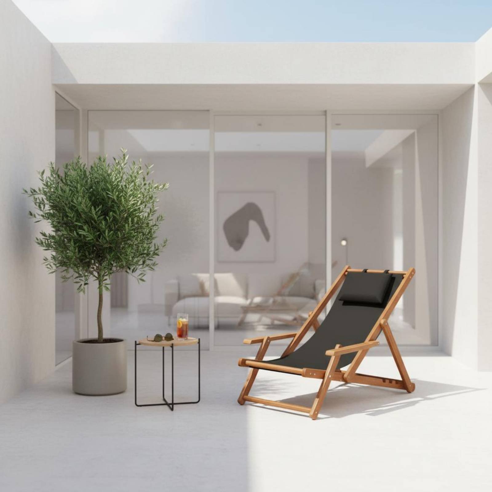 Canvas Beach Lounger Reclining - Deck Chair Lounger avaliação e preço