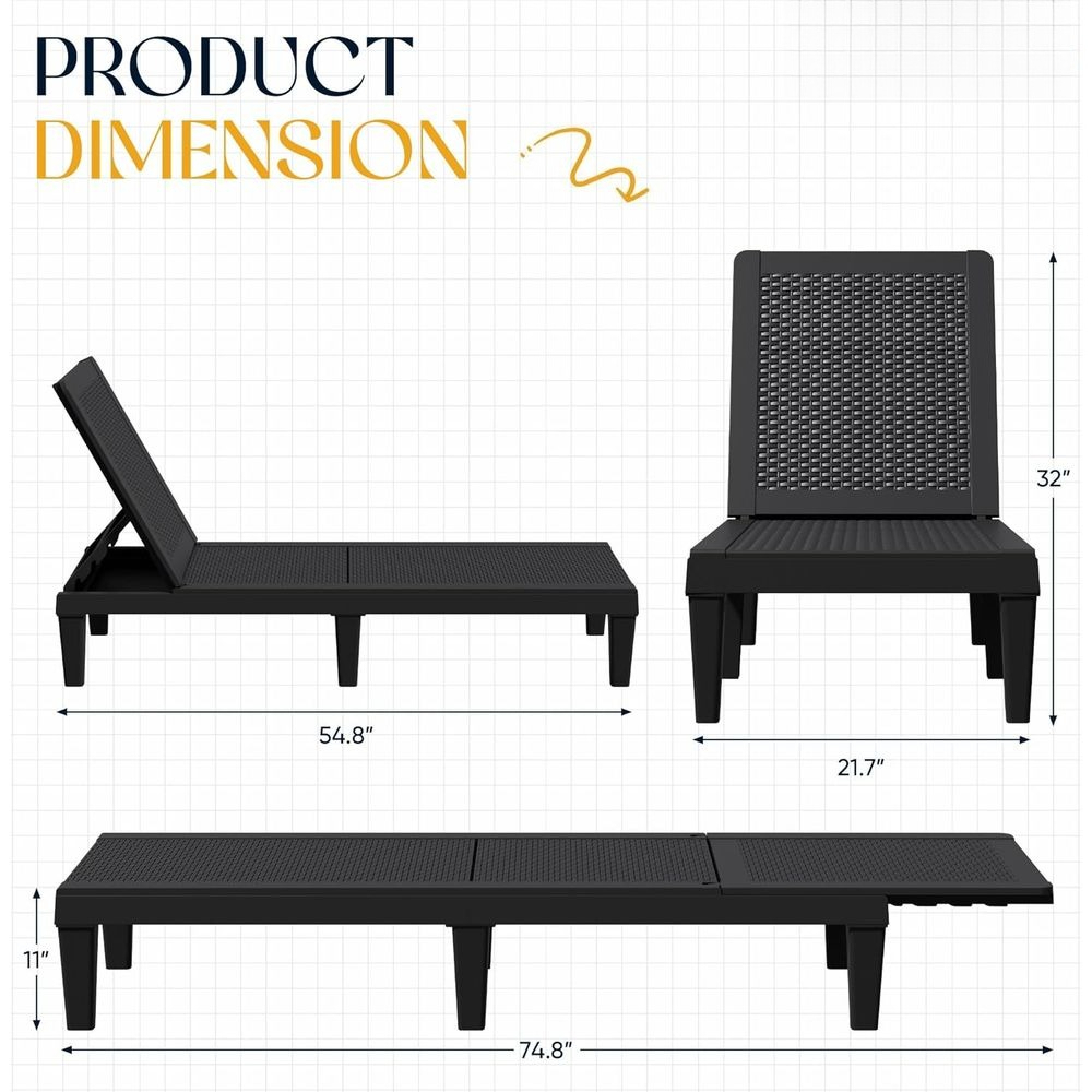 Set of 2 5-Position Adjustable - Deck Chair Lounger avaliação e preço