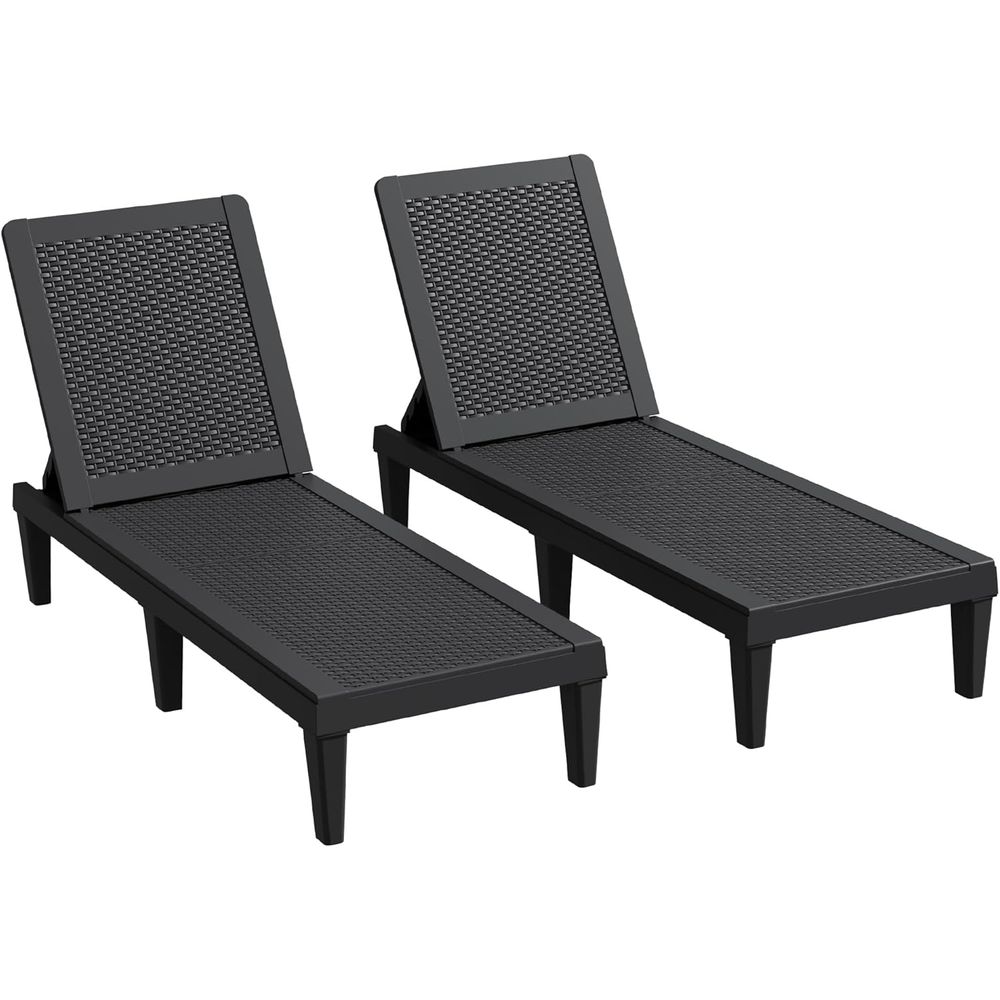 Set of 2 5-Position Adjustable - Deck Chair Lounger avaliação e preço