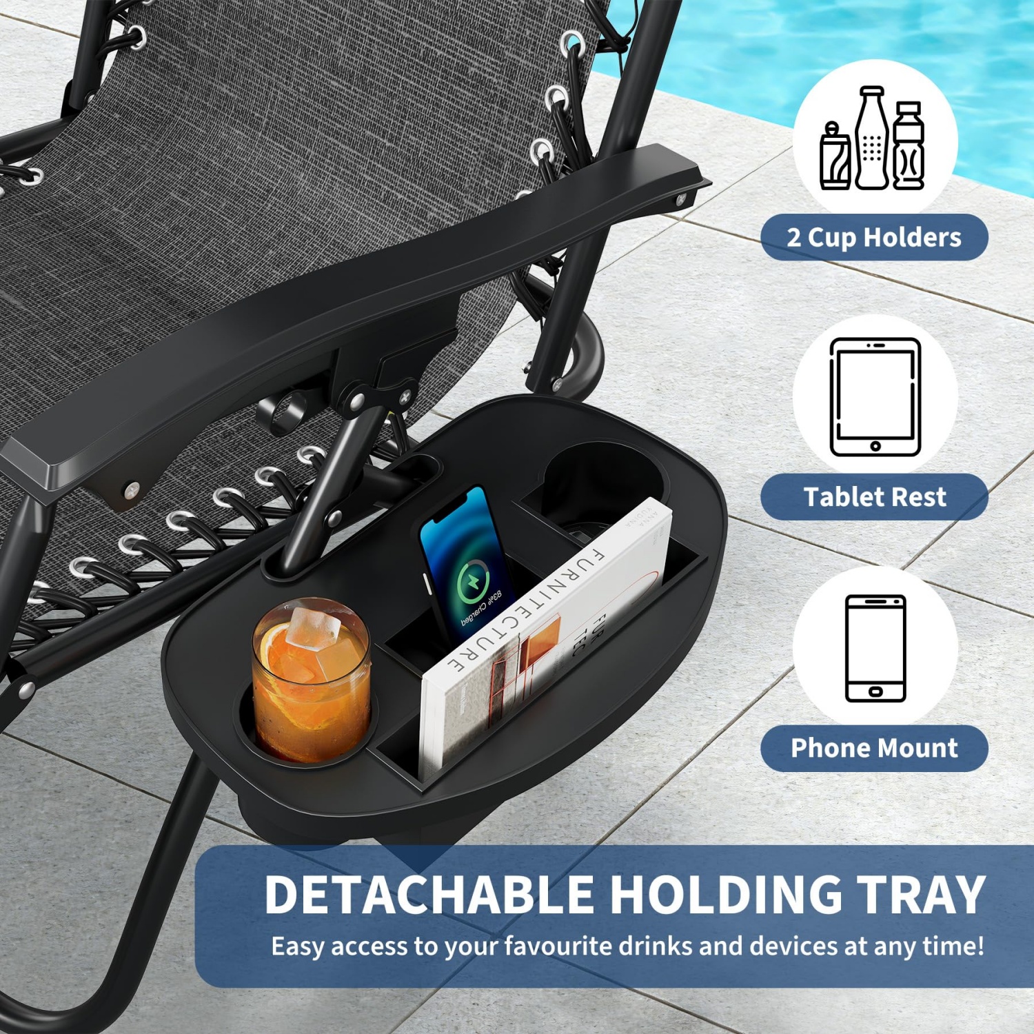 2 Pack Zero Gravity Chair with - Deck Chair Lounger avaliação e preço
