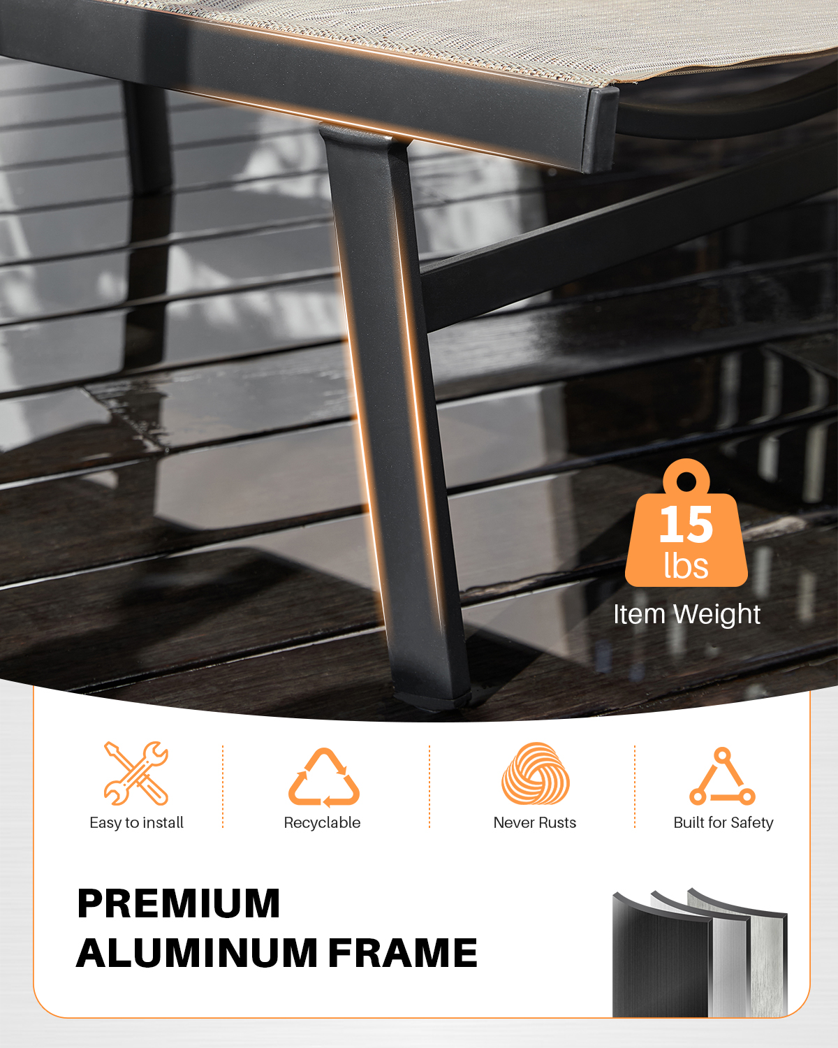 SEEHILL Aluminum Outdoor Chais - Deck Chair Lounger avaliação e preço