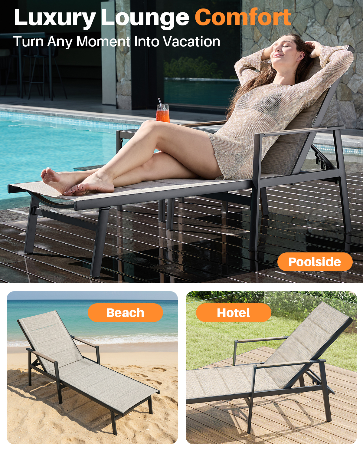 SEEHILL Aluminum Outdoor Chais - Deck Chair Lounger avaliação e preço