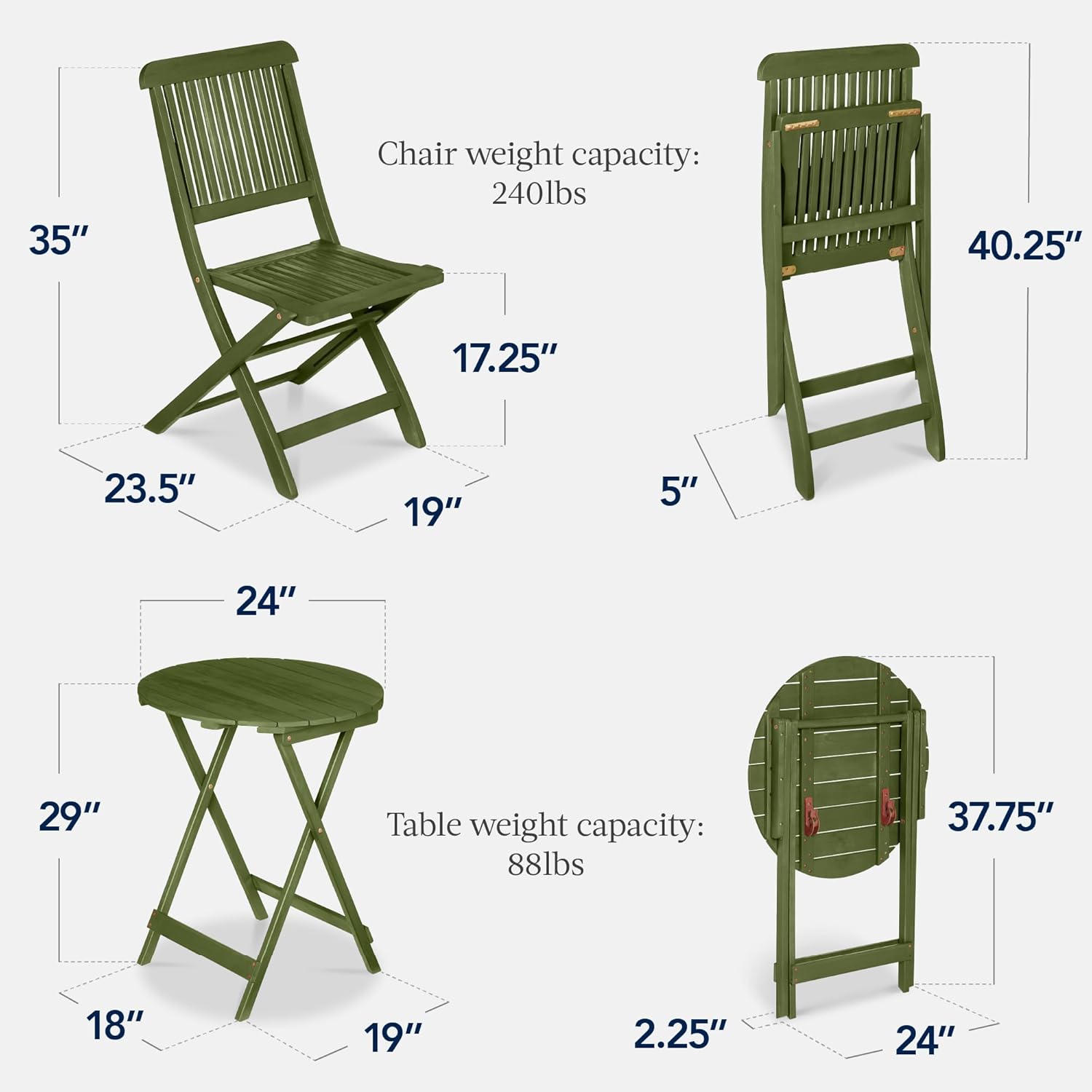 Acacia Wood Folding Bistro Set - Bistro Table Set avaliação e preço