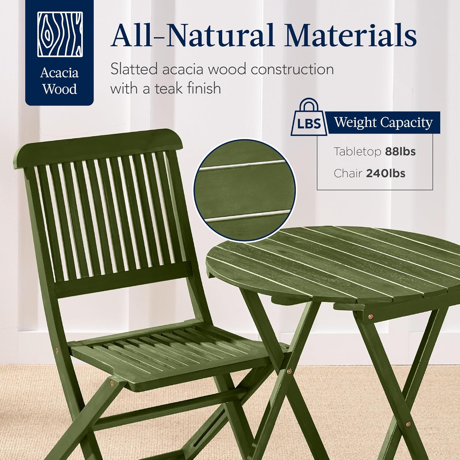 Acacia Wood Folding Bistro Set - Bistro Table Set avaliação e preço
