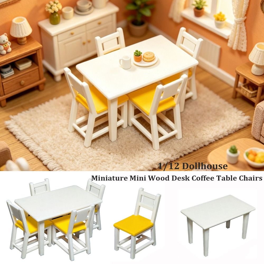 1/12 Dollhouse Miniature Wood  - Bistro Table Set avaliação e preço