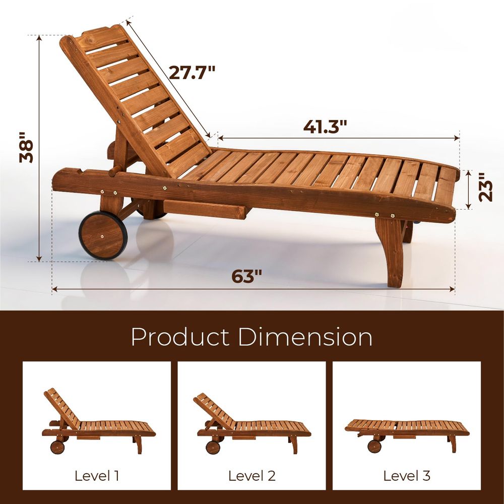 62 Outdoor Wooden Chaise Loung - Deck Chair Lounger avaliação e preço