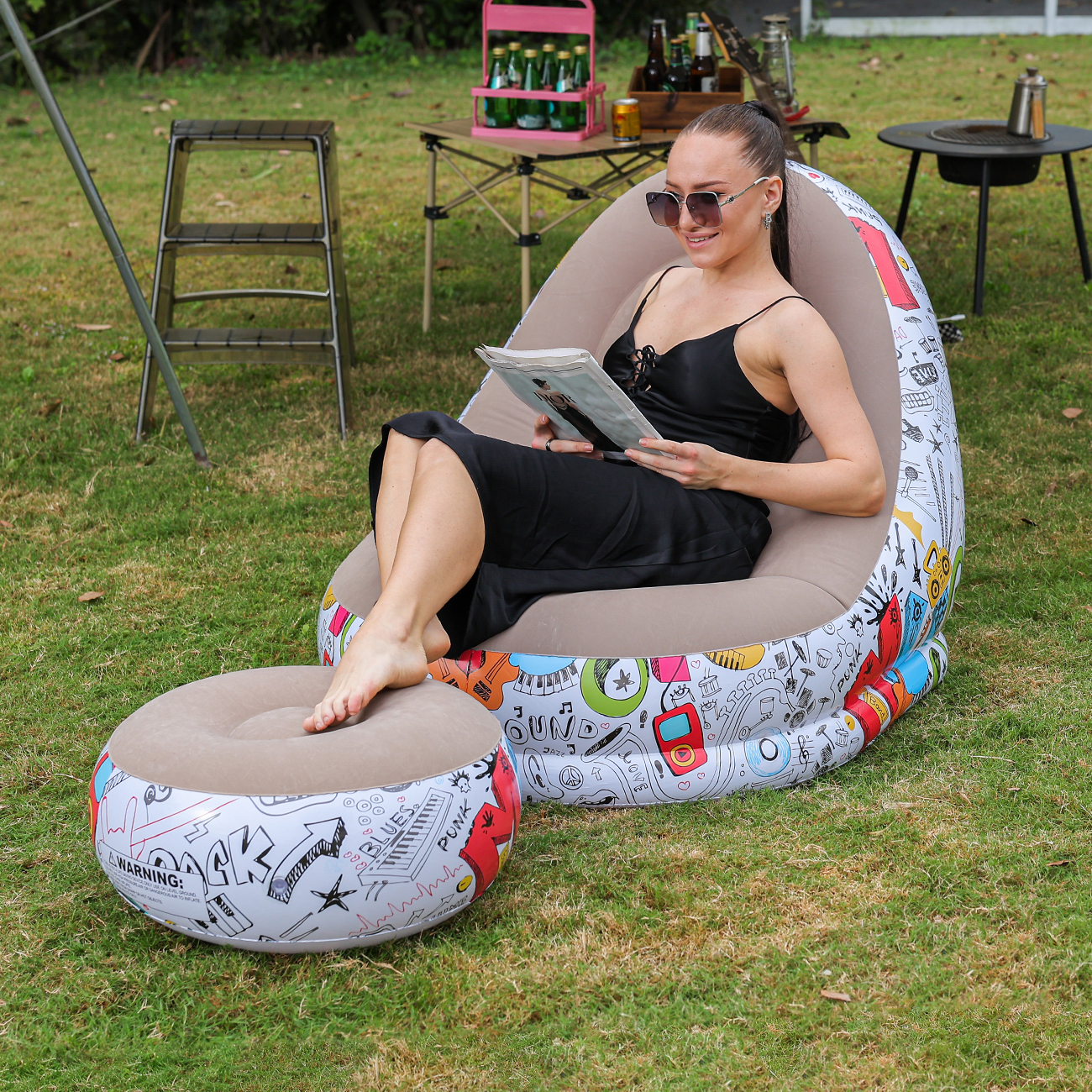 1PC Inflatable Lounger Chair w - Outdoor Furniture Lounge avaliação e preço