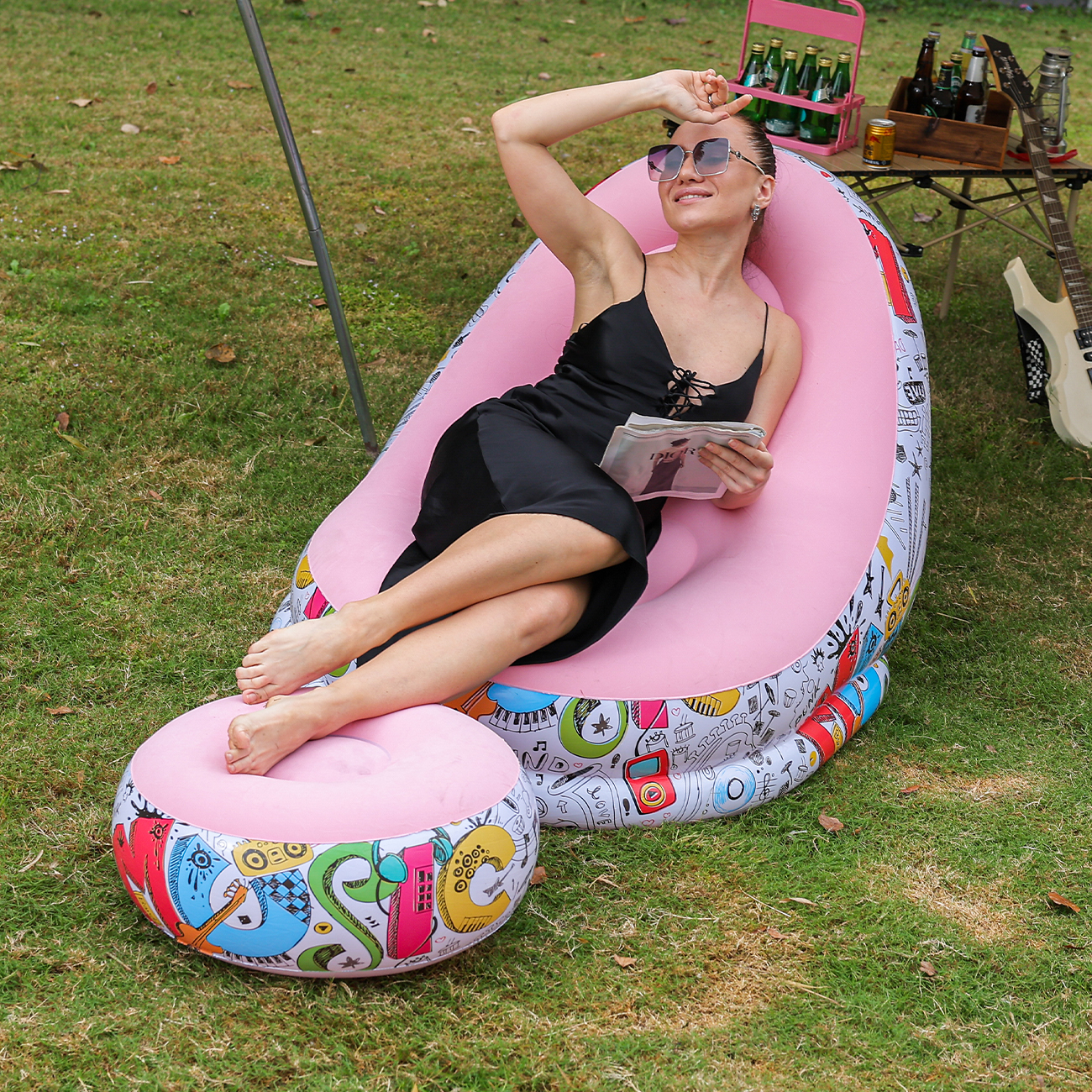 1PC Inflatable Lounger Chair w - Outdoor Furniture Lounge avaliação e preço