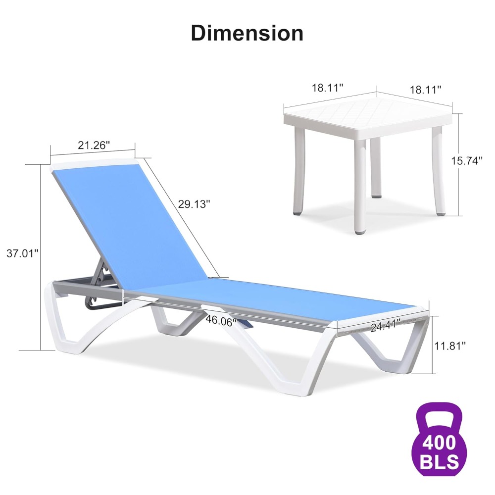 Patio Chaise Lounge Chair Set  - Deck Chair Lounger avaliação e preço