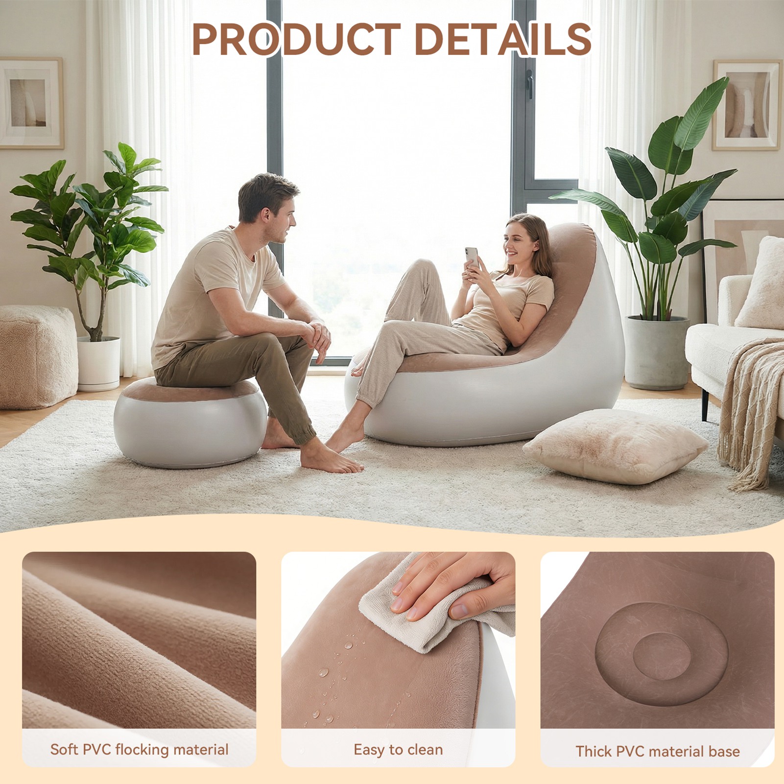 Inflatable Chair with Ottoman  - Outdoor Furniture Lounge avaliação e preço