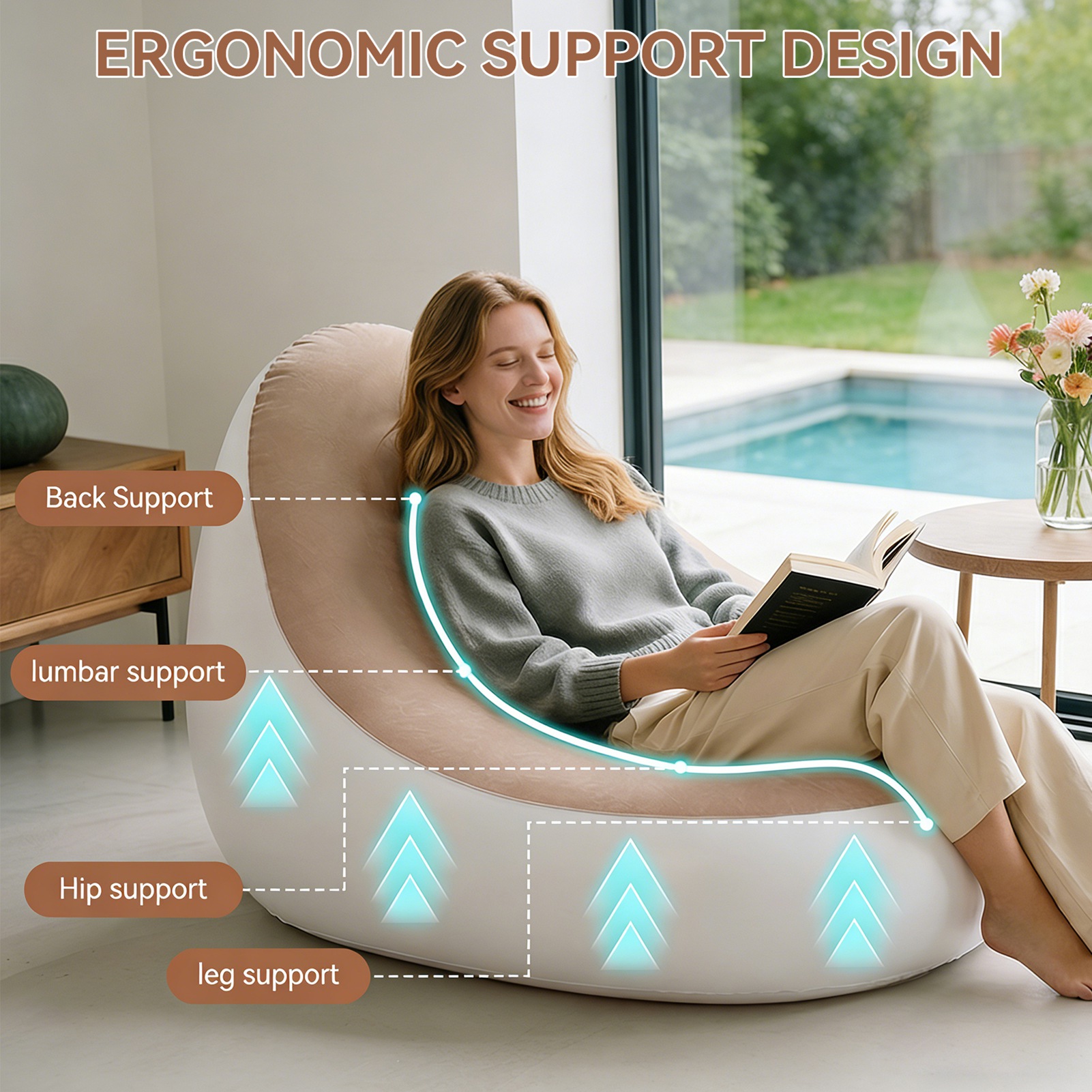 Inflatable Chair with Ottoman  - Outdoor Furniture Lounge avaliação e preço