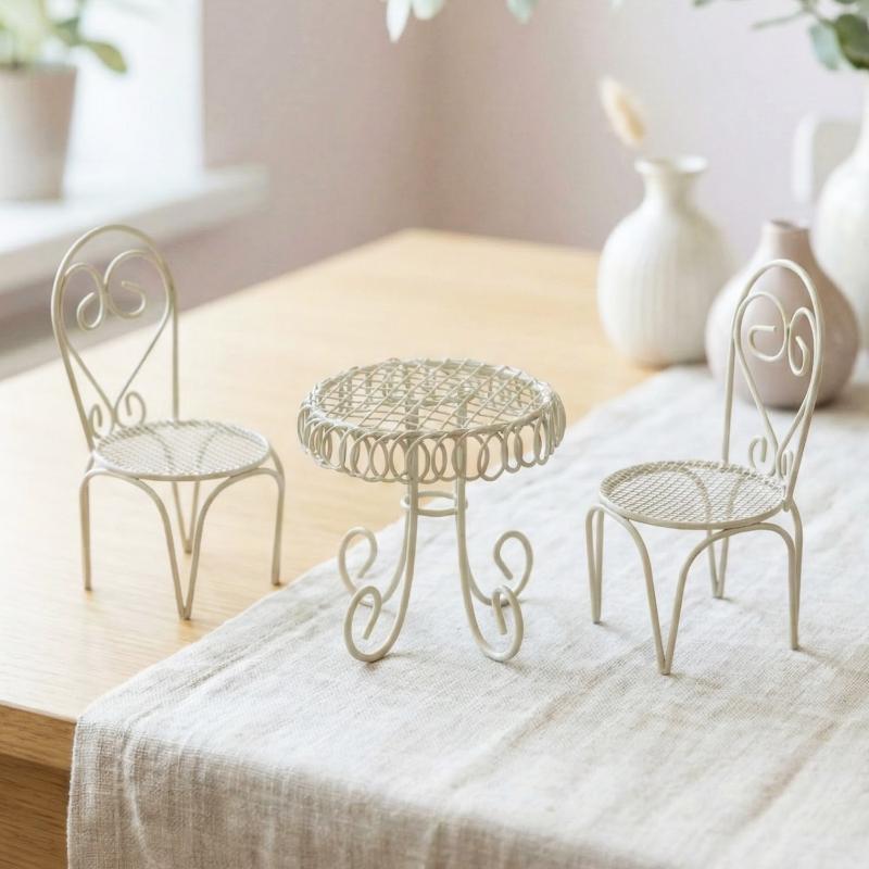 1/3Pcs Dollhouse Garden Displa - Bistro Table Set avaliação e preço