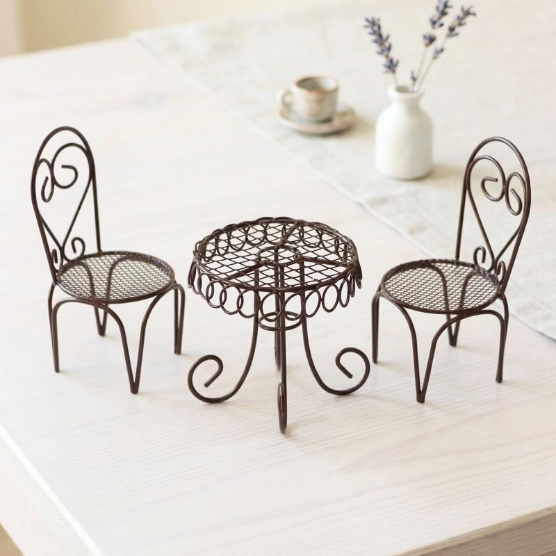 1/3Pcs Dollhouse Garden Displa - Bistro Table Set avaliação e preço