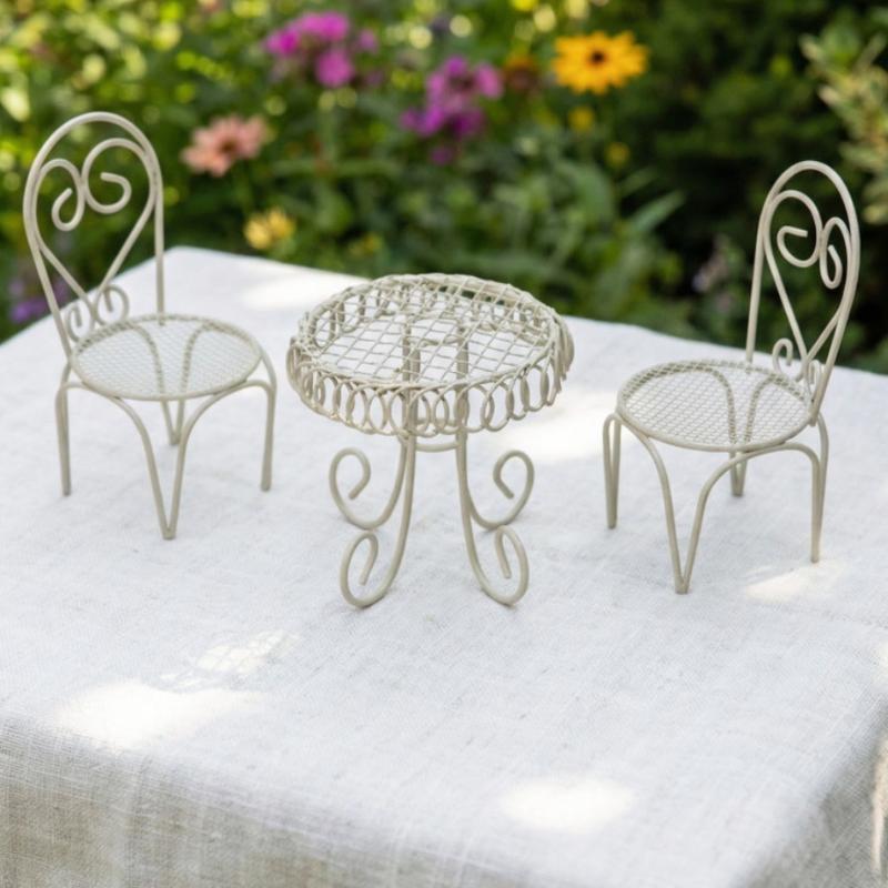 1/3Pcs Dollhouse Garden Displa - Bistro Table Set avaliação e preço