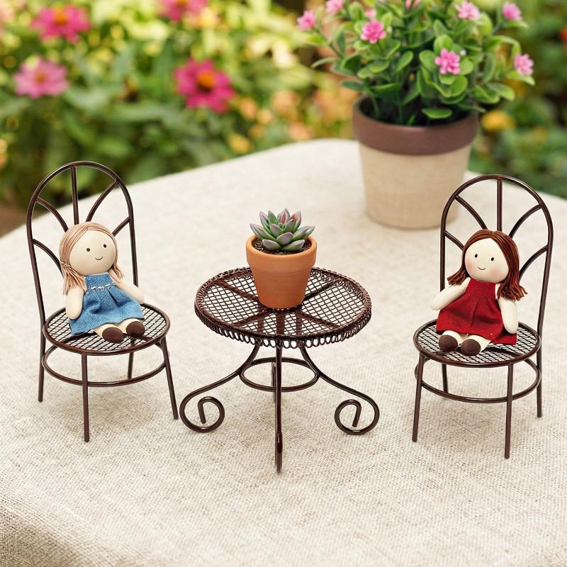 1/3Pcs Dollhouse Garden Displa - Bistro Table Set avaliação e preço