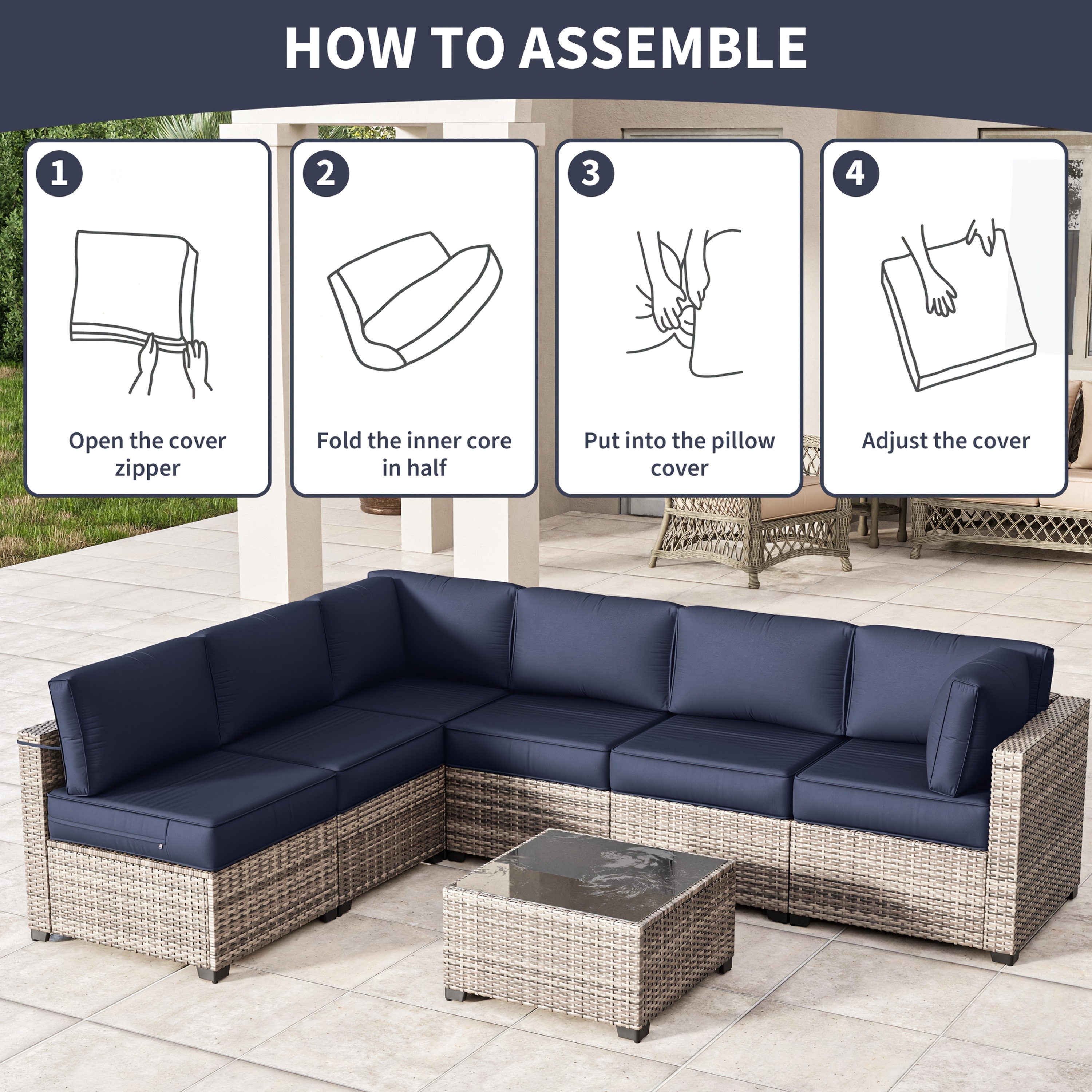 14pcs Outdoor Cushion Covers - - Outdoor Furniture Replacement Fabric avaliação e preço