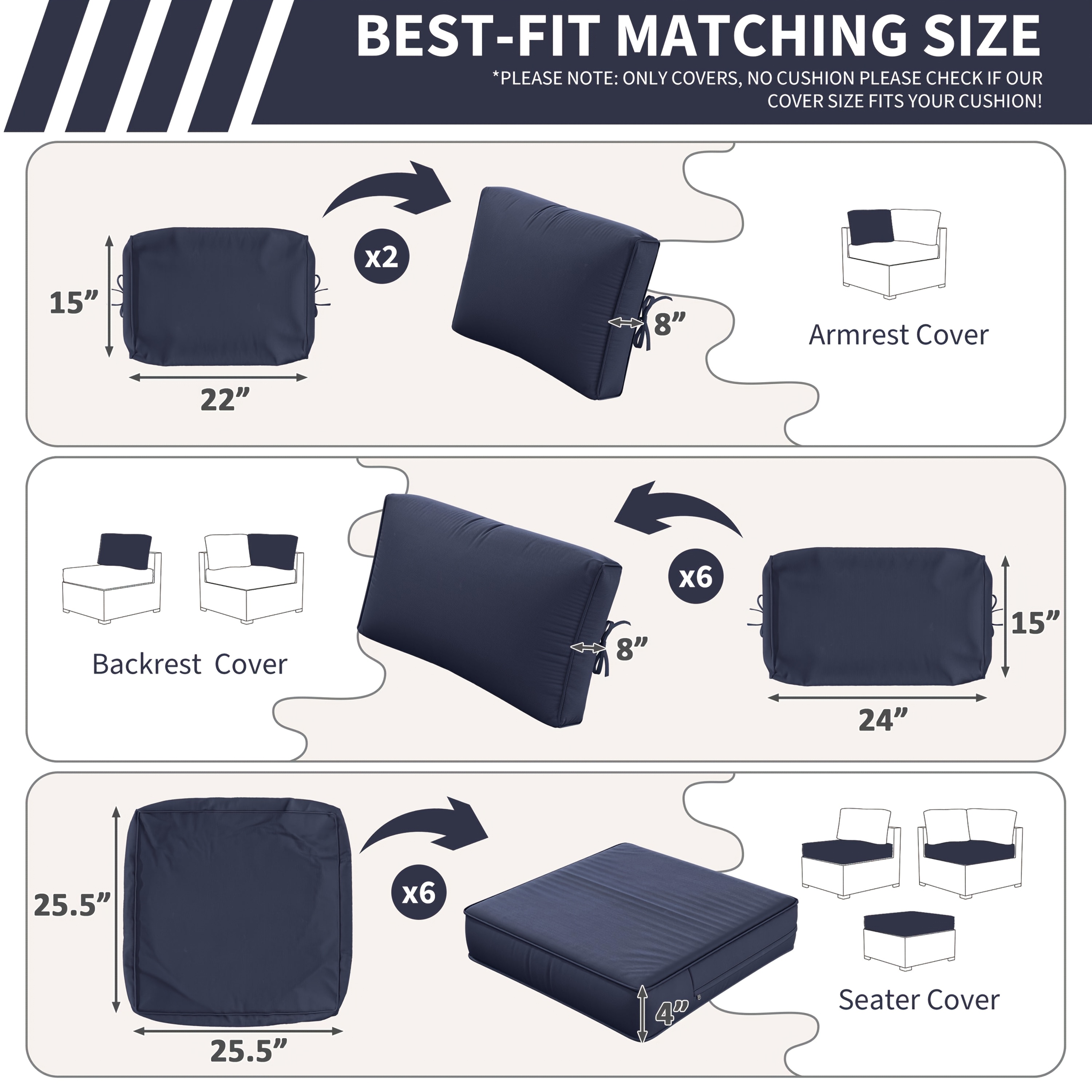 14pcs Outdoor Cushion Covers - - Outdoor Furniture Replacement Fabric avaliação e preço