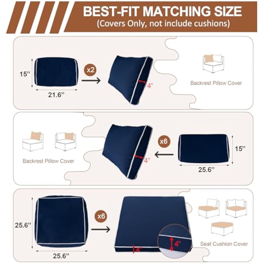 14 Piece Outdoor Patio Cushion - Outdoor Furniture Replacement Fabric avaliação e preço