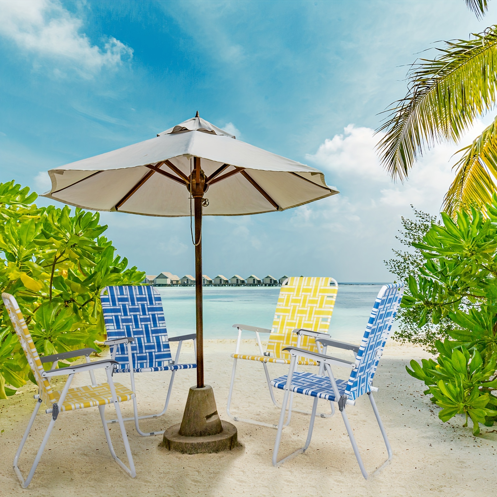 2pcs Beach Chairs, Deep Blue A - Outdoor Furniture Vietnam avaliação e preço