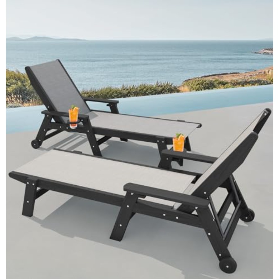 Textilene Patio Chaise Lounge  - Deck Chair Lounger avaliação e preço