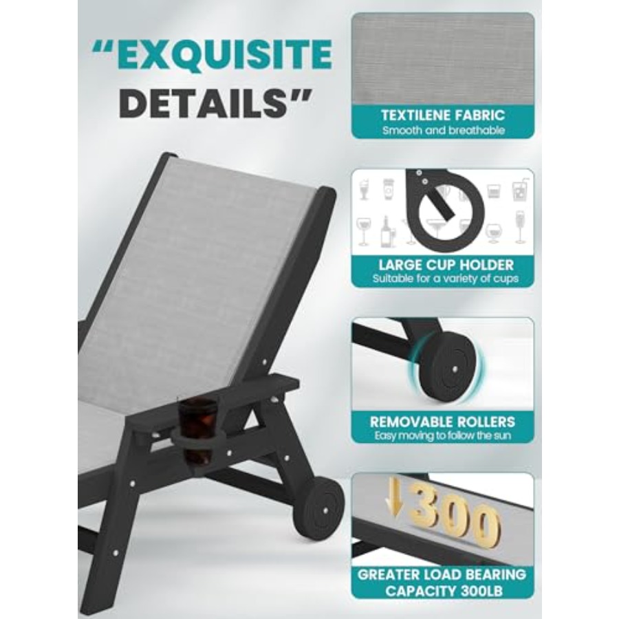 Textilene Patio Chaise Lounge  - Deck Chair Lounger avaliação e preço