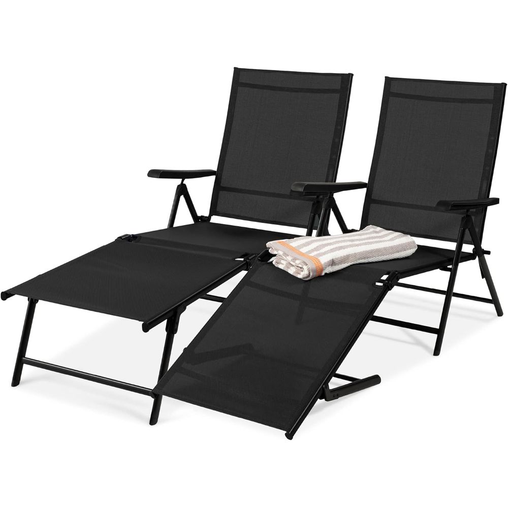 Set o 2 Outdoor Patio Chaise L - Deck Chair Lounger avaliação e preço