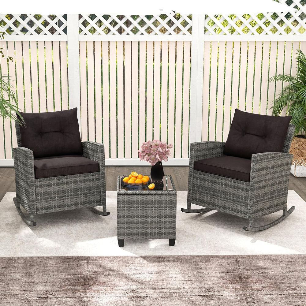 Rattan Wicker Rocking Chair Se - Outdoor Furniture Table And Chairs avaliação e preço