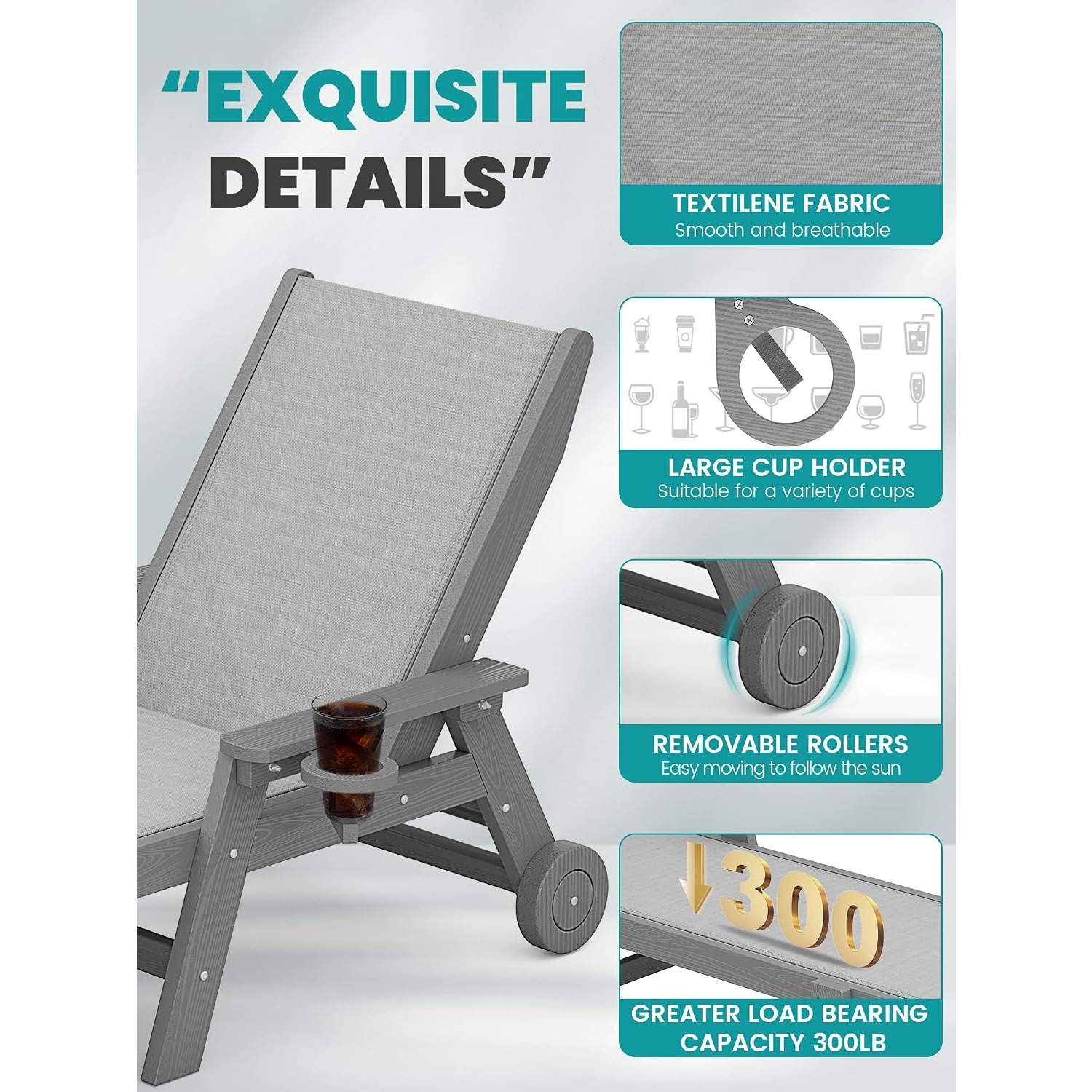 Set of 2 Gray Textilene HDPE O - Deck Chair Lounger avaliação e preço