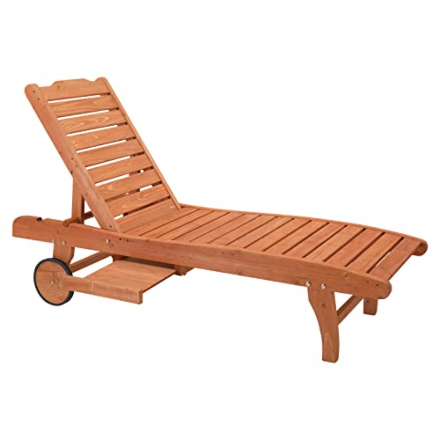 62 Outdoor Wooden Chaise Loung - Deck Chair Lounger avaliação e preço
