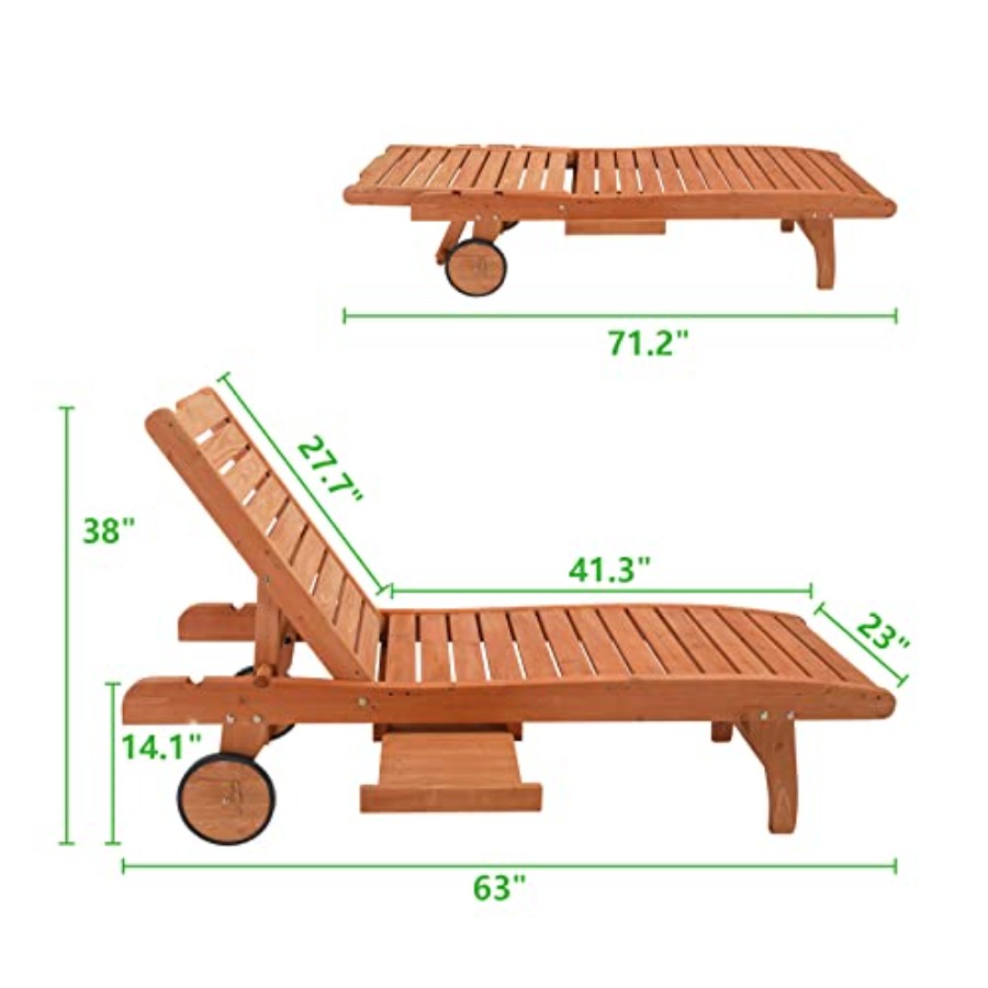 62 Outdoor Wooden Chaise Loung - Deck Chair Lounger avaliação e preço