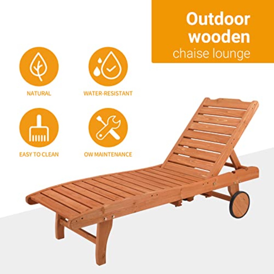 62 Outdoor Wooden Chaise Loung - Deck Chair Lounger avaliação e preço