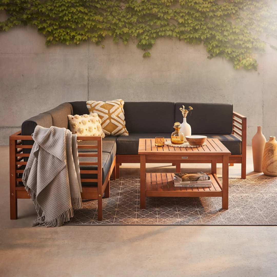 Modern Outdoor Teak Wood Sofa  - Outdoor Furniture Warehouse avaliação e preço